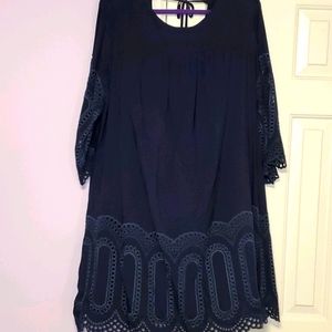 crown & ivy Navy Blue Mini Dress with Eyelet Trim Women’s Plus 20W